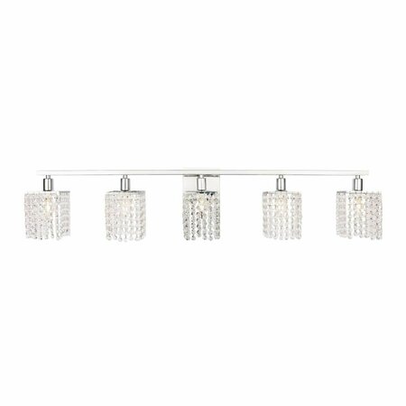 CLING Phineas 5 Light Chrome & Clear Crystals Wall Sconce CL2955357